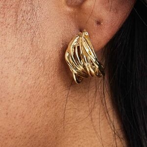 Multistrand Hoop Earrings Gold Tone